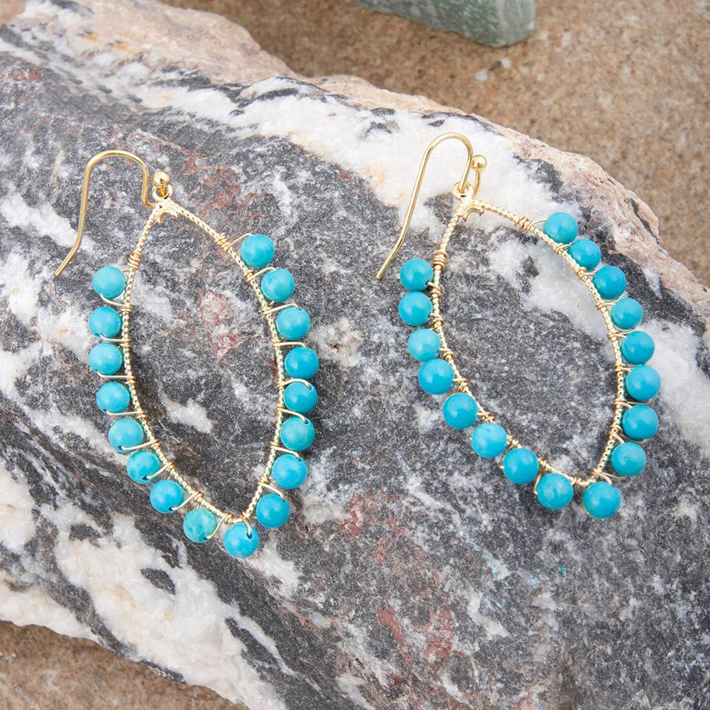 Blue Turquoise Teardrop Golden Loop Earrings sold by Barse product image thumbnail 3