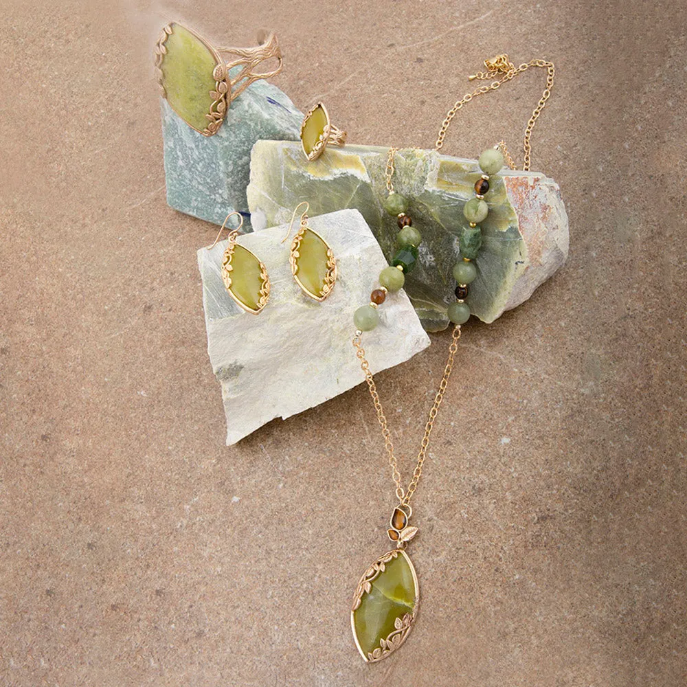 Gold Vines Green Jasper Statement Bracelet sold by Barse product image thumbnail 5