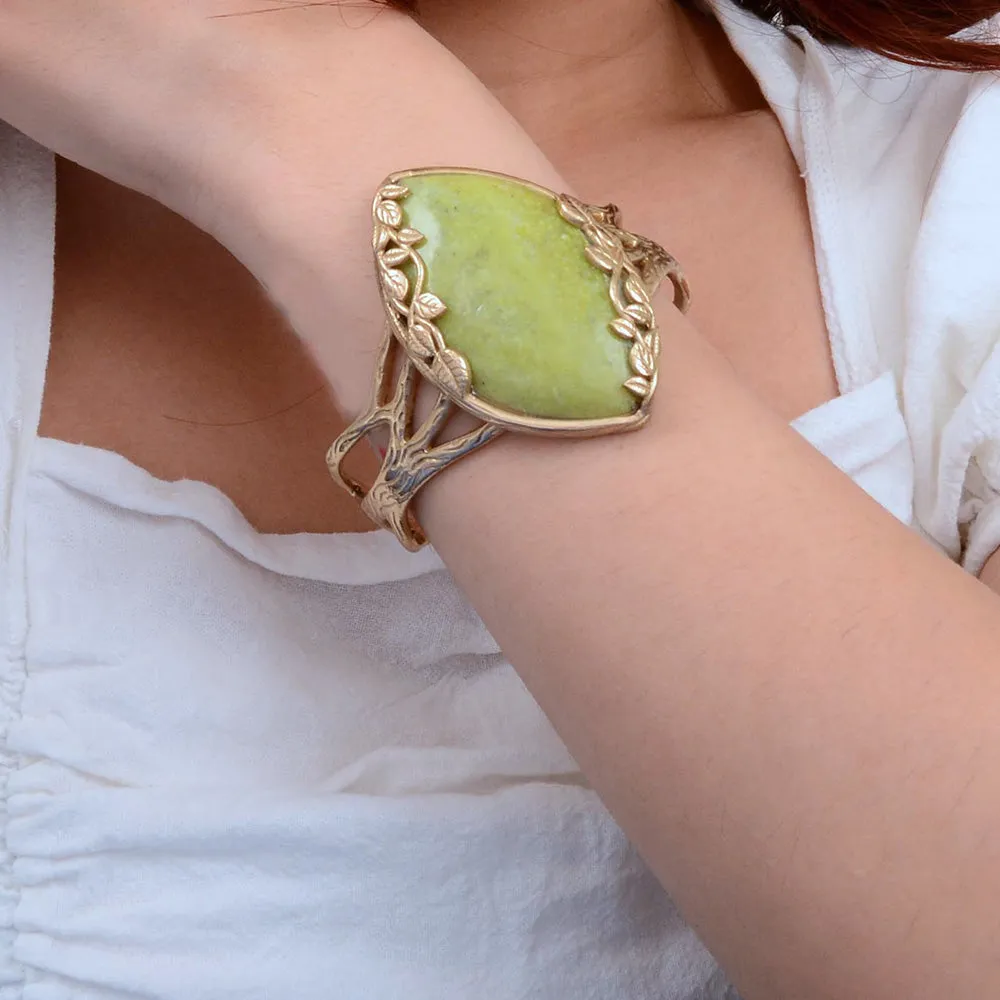 Gold Vines Green Jasper Statement Bracelet sold by Barse product image thumbnail 2