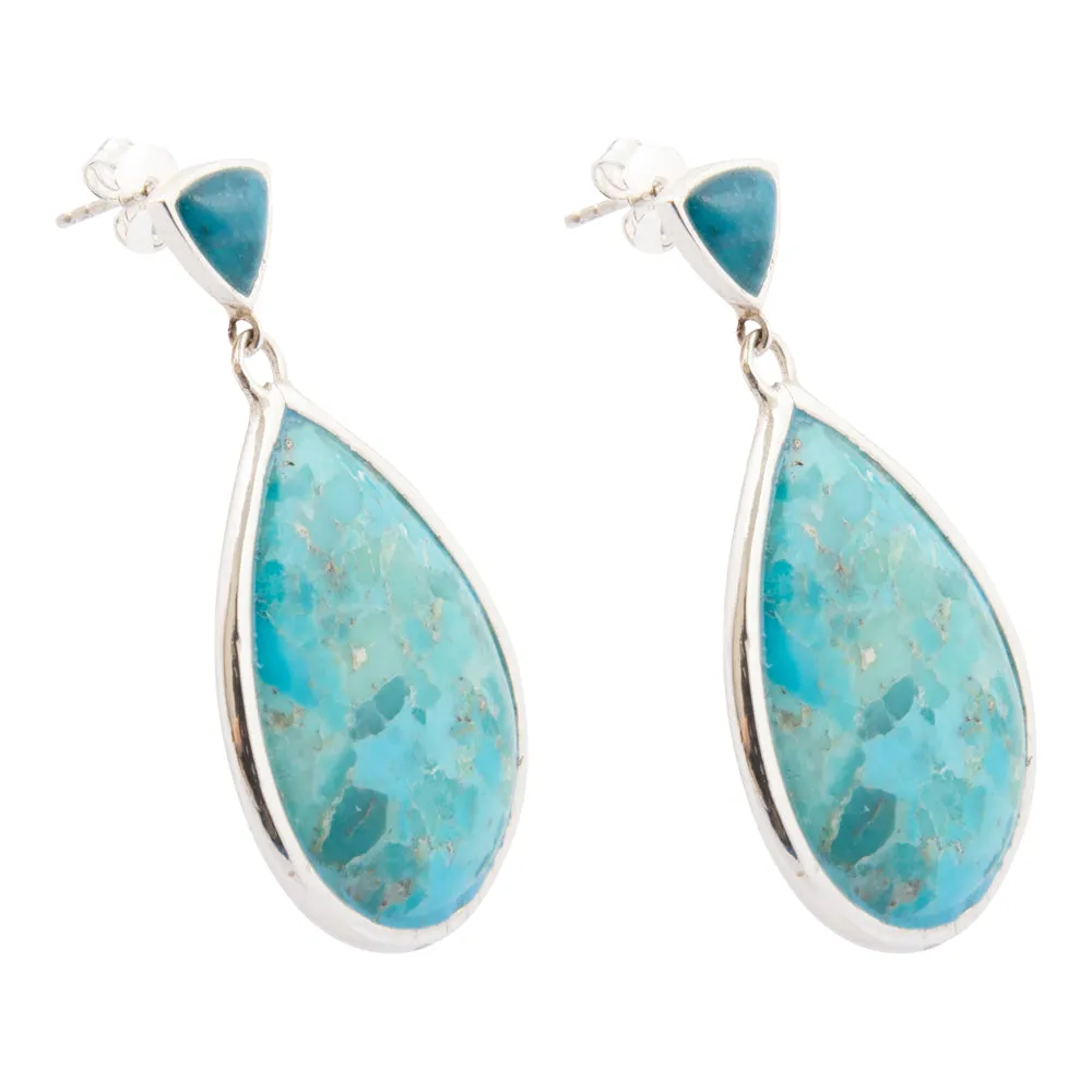 Blue Teal Apatite and Turquoise Sterling Post Top Earrings sold by Barse product image thumbnail 4
