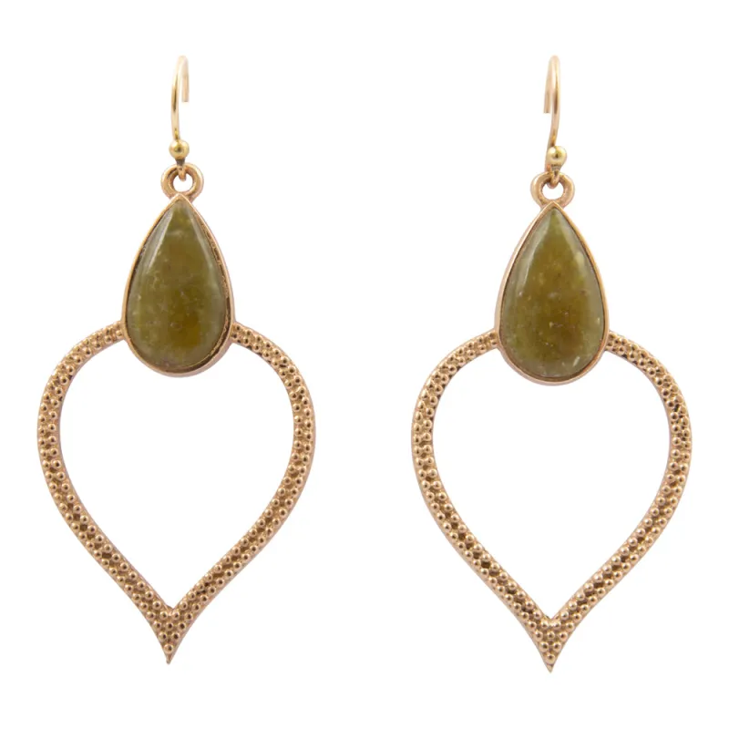 Green Jasper Bedouin Golden Drop Earrings sold by Barse