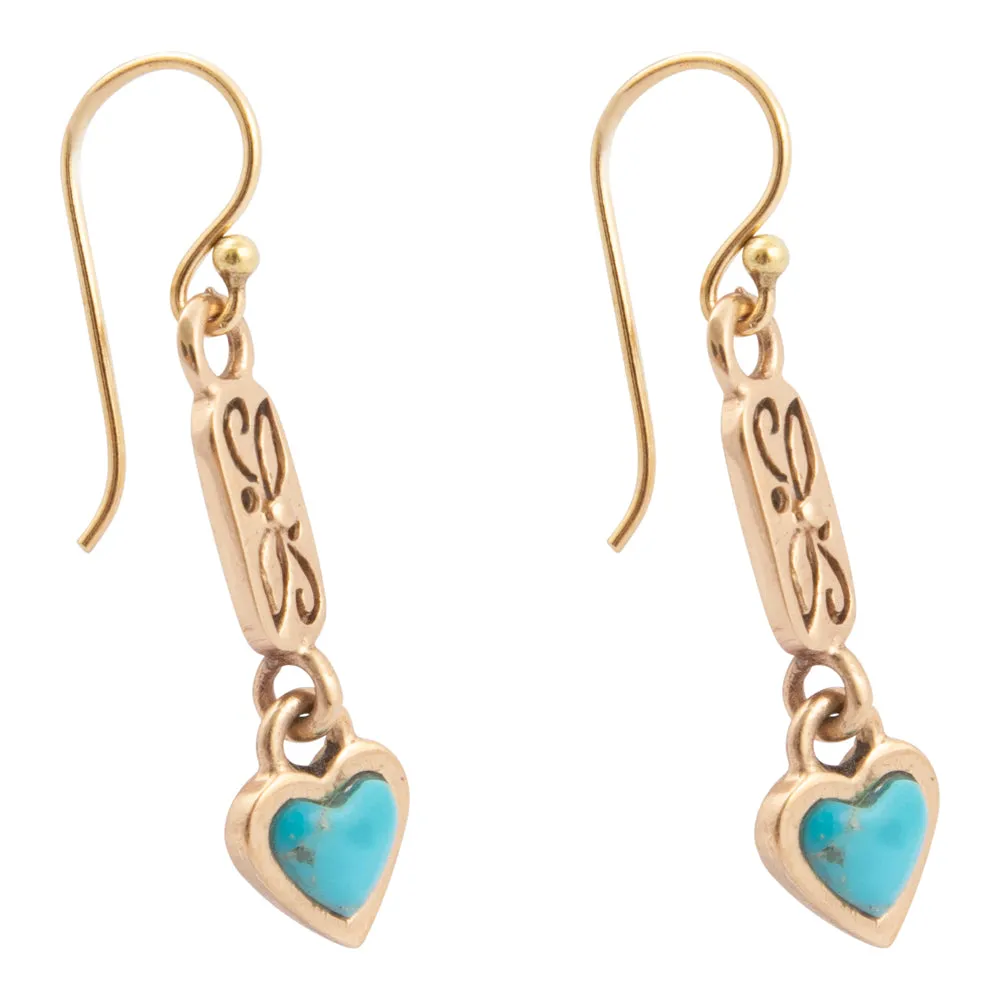 Dainty Hearts Turquoise Golden Drop Earrings sold by Barse product image thumbnail 4