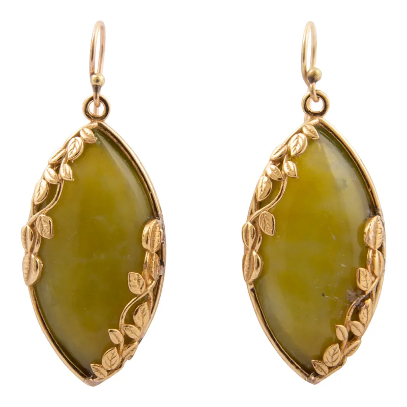 Golden Vines Green Jasper Drop Earrings sold by Barse