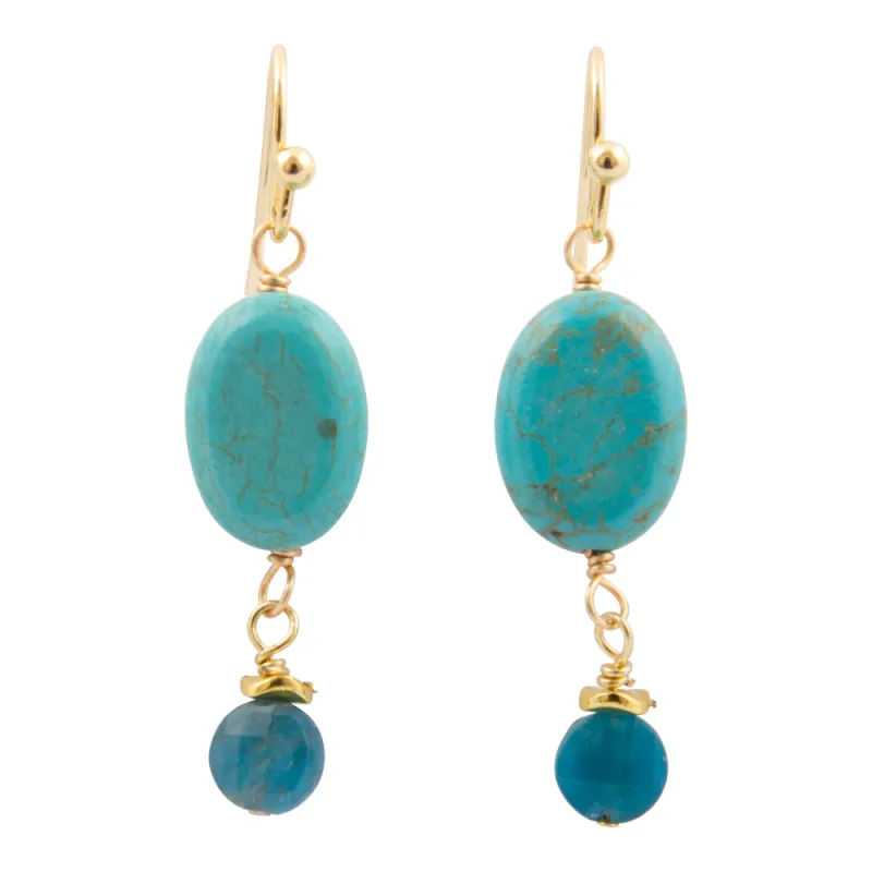 Teal Apatite Golden Drop Earrings sold by Barse