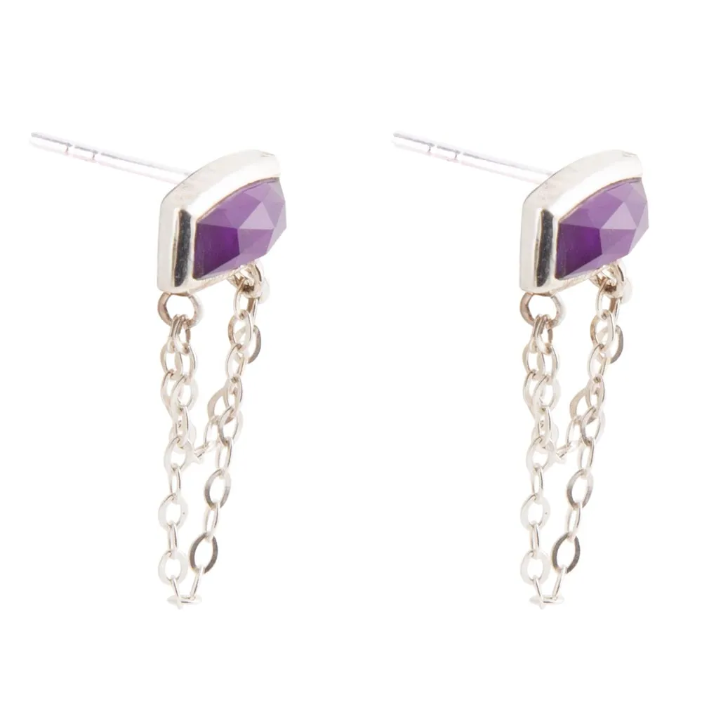 Hammered Purple Amethyst and Sterling Silver Stud Earrings sold by Barse product image thumbnail 3