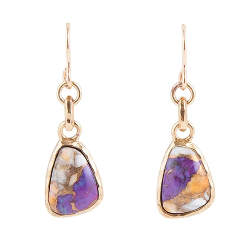 Purple Turquoise and Shell Matrix Earrings sold by Barse