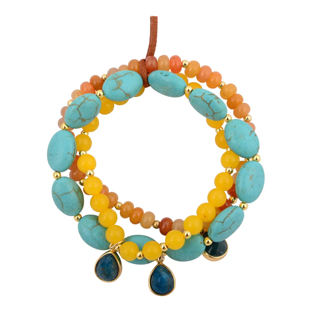 Patagonia Blue Brown Turquoise Golden Stretch Bracelet Set sold by Barse product image thumbnail 4