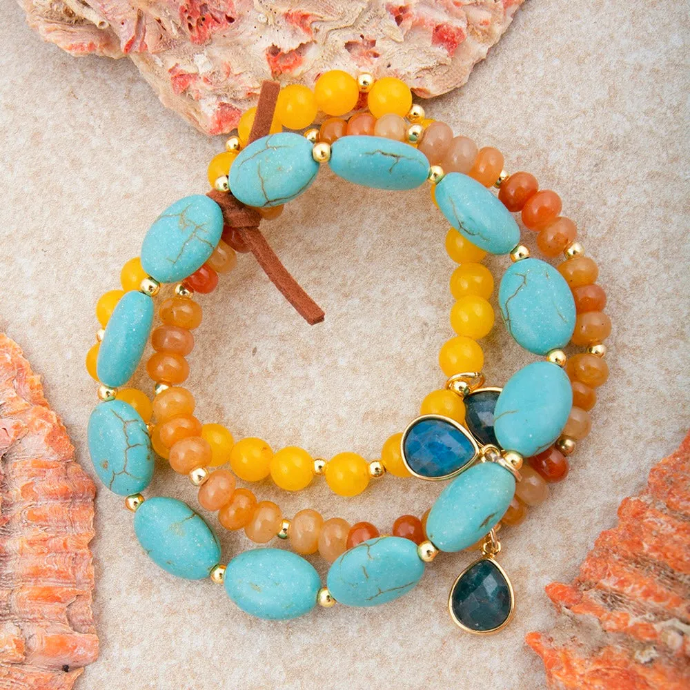 Patagonia Blue Brown Turquoise Golden Stretch Bracelet Set sold by Barse product image thumbnail 3