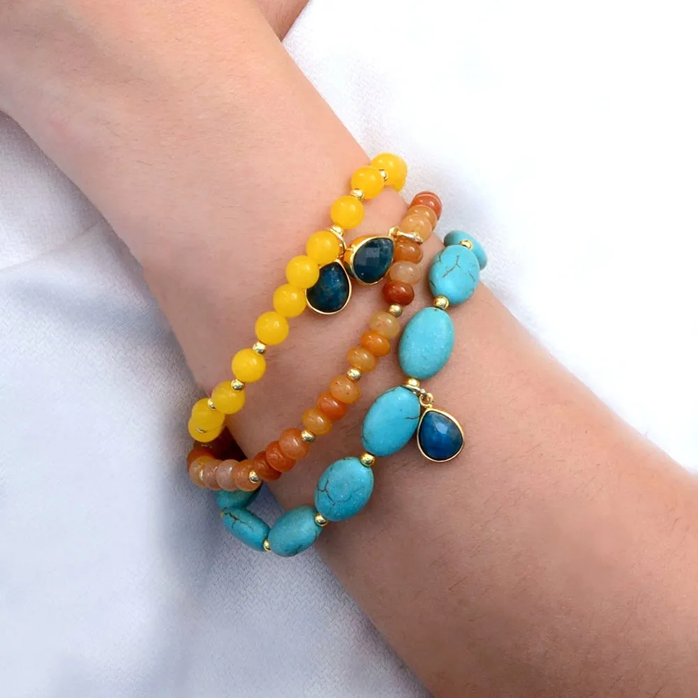 Patagonia Blue Brown Turquoise Golden Stretch Bracelet Set sold by Barse product image thumbnail 2