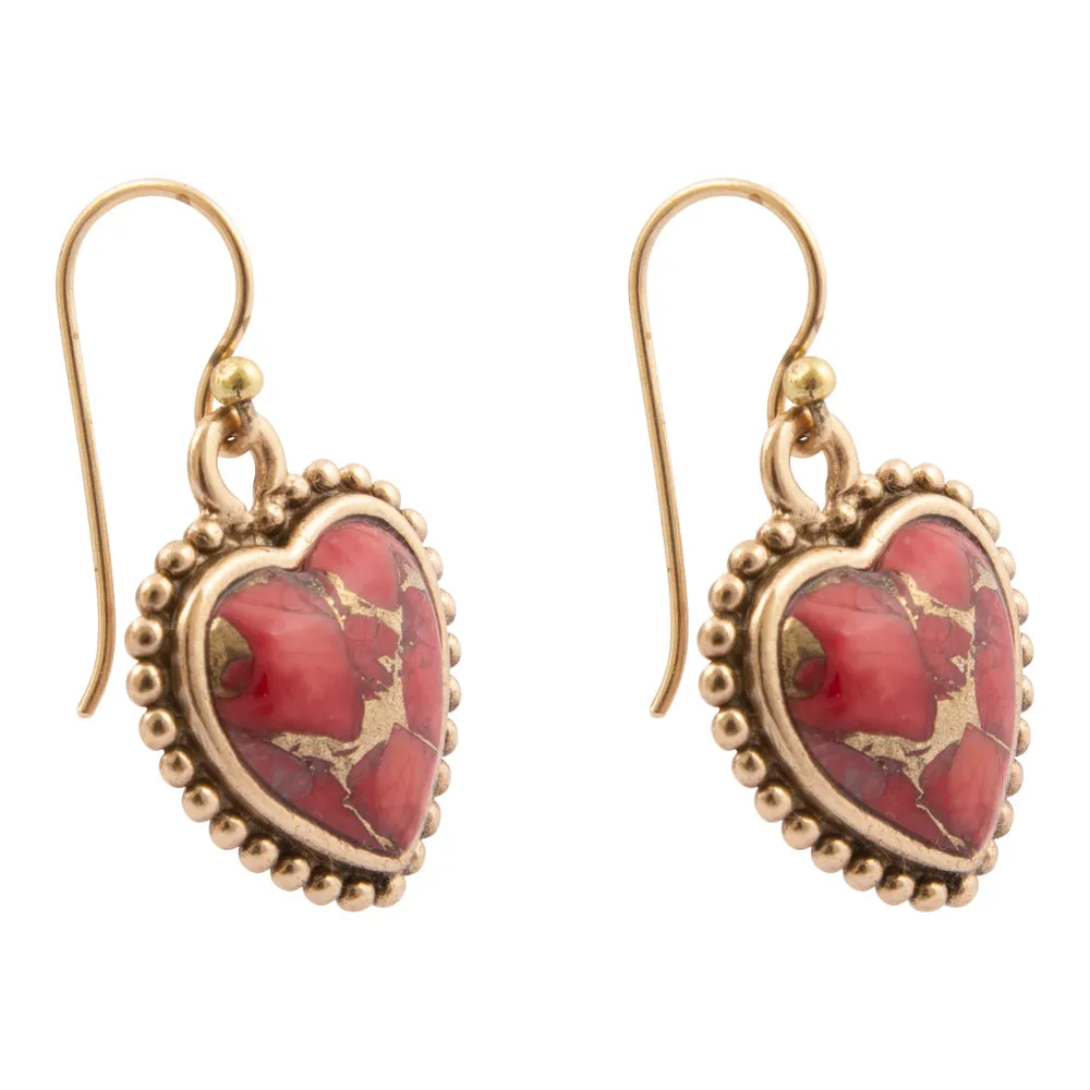 Hearts of Love Red Magnesite Golden Drop Earrings sold by Barse product image thumbnail 4