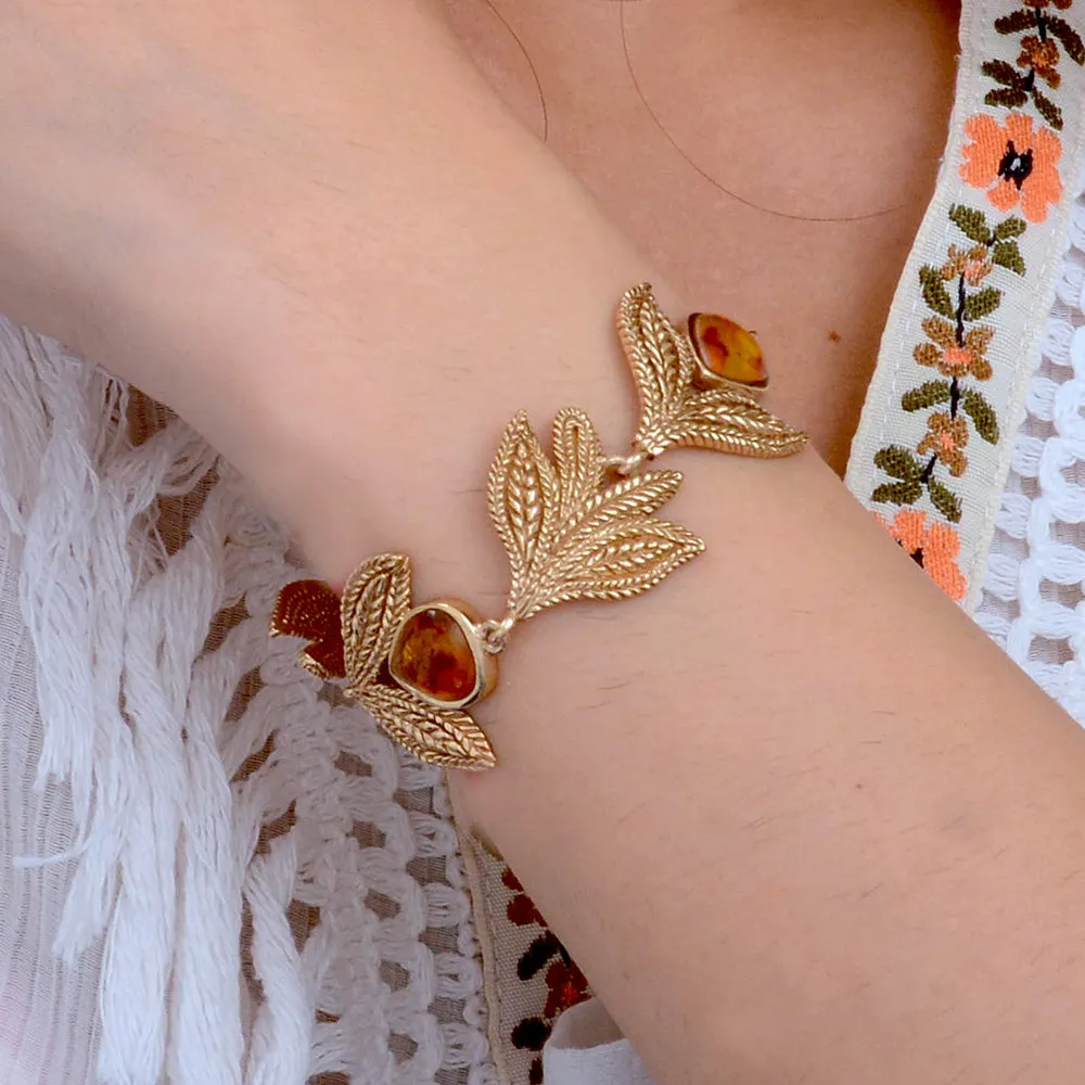 Genuine Yellow Amber Golden Leaf Toggle Bracelet sold by Barse product image thumbnail 2