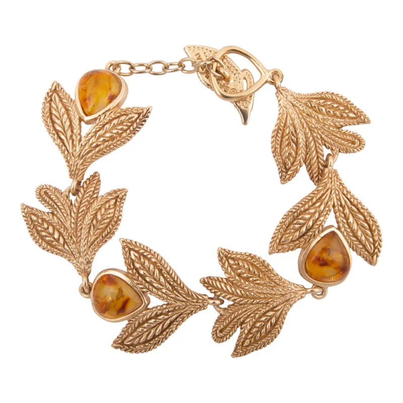 Genuine Yellow Amber Golden Leaf Toggle Bracelet sold by Barse