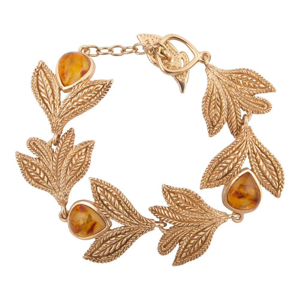 Genuine Yellow Amber Golden Leaf Toggle Bracelet sold by Barse