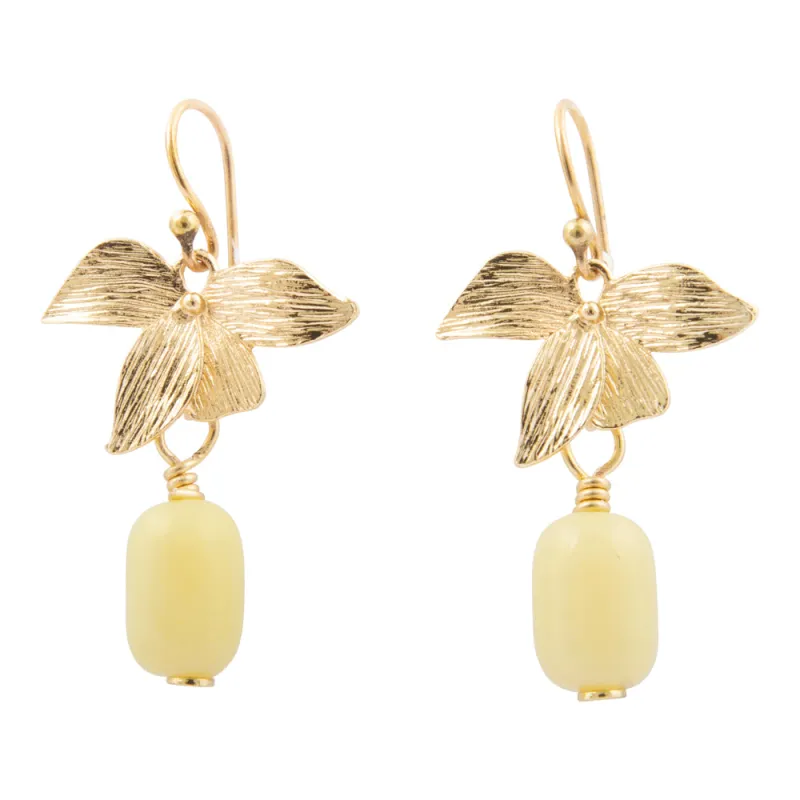 Golden Leaves Green Jasper Drop Earrings sold by Barse