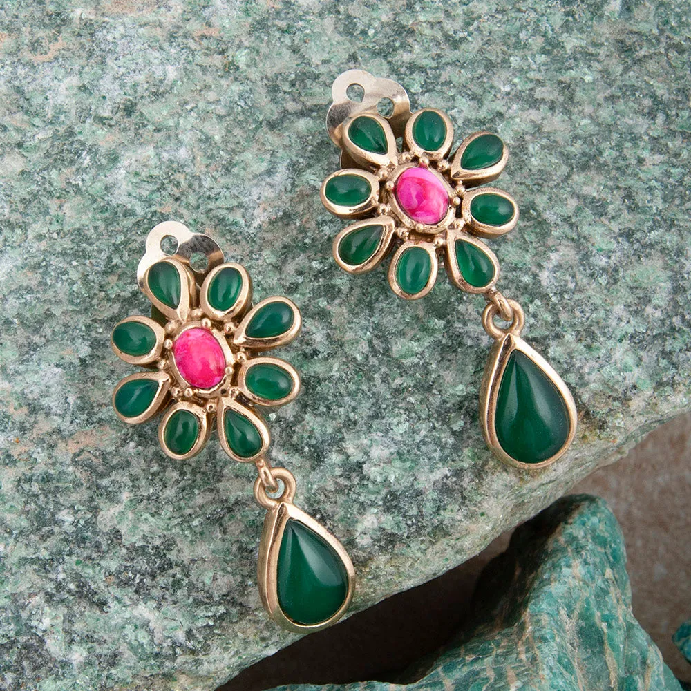Flowering Green Agate Golden Clip Earrings sold by Barse product image thumbnail 3