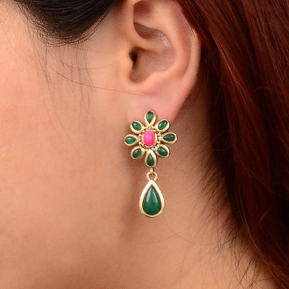 Flowering Green Agate Golden Clip Earrings sold by Barse product image thumbnail 2