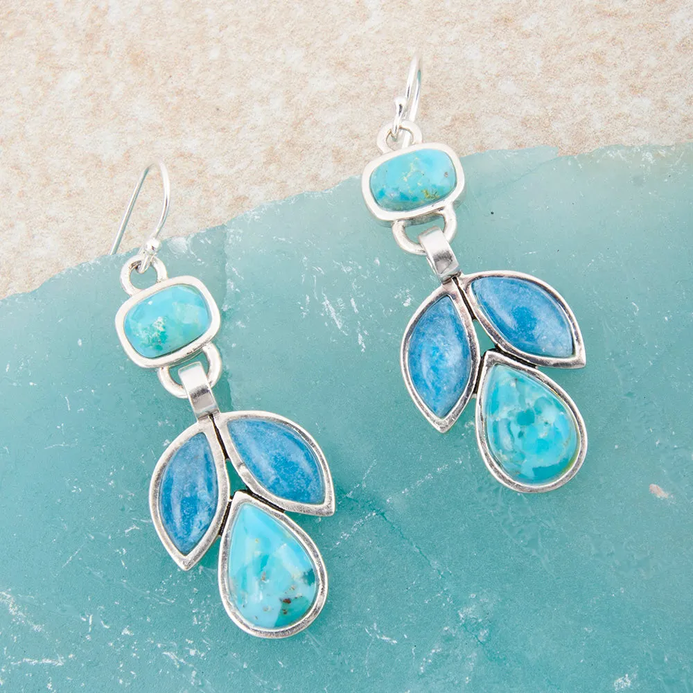 Petals of Teal Apatite and Blue Turquoise Sterling Drop Earrings sold by Barse product image thumbnail 4