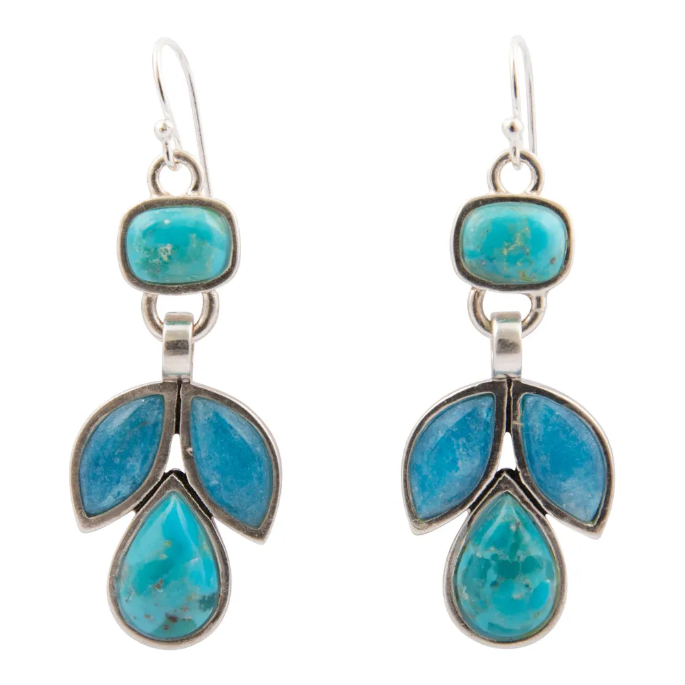 Petals of Teal Apatite and Blue Turquoise Sterling Drop Earrings sold by Barse