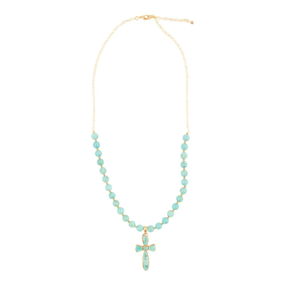Las Cruces Blue Turquoise Cross Pendant Necklace sold by Barse product image thumbnail 5