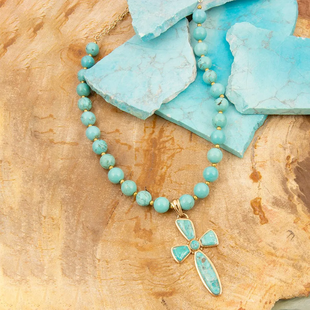 Las Cruces Blue Turquoise Cross Pendant Necklace sold by Barse product image thumbnail 4