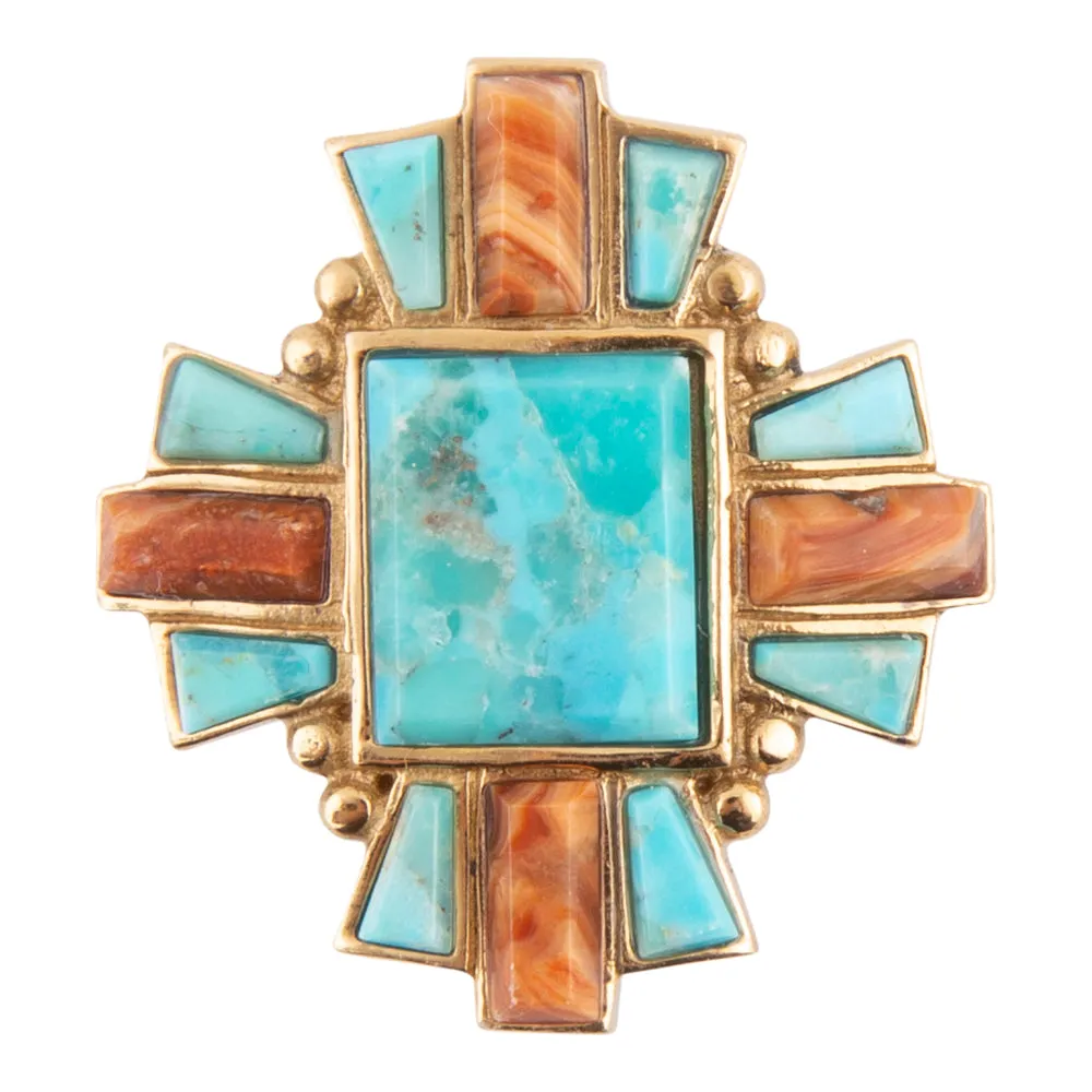 Santa Fe Blue Turquoise Golden Statement Ring sold by Barse product image thumbnail 3