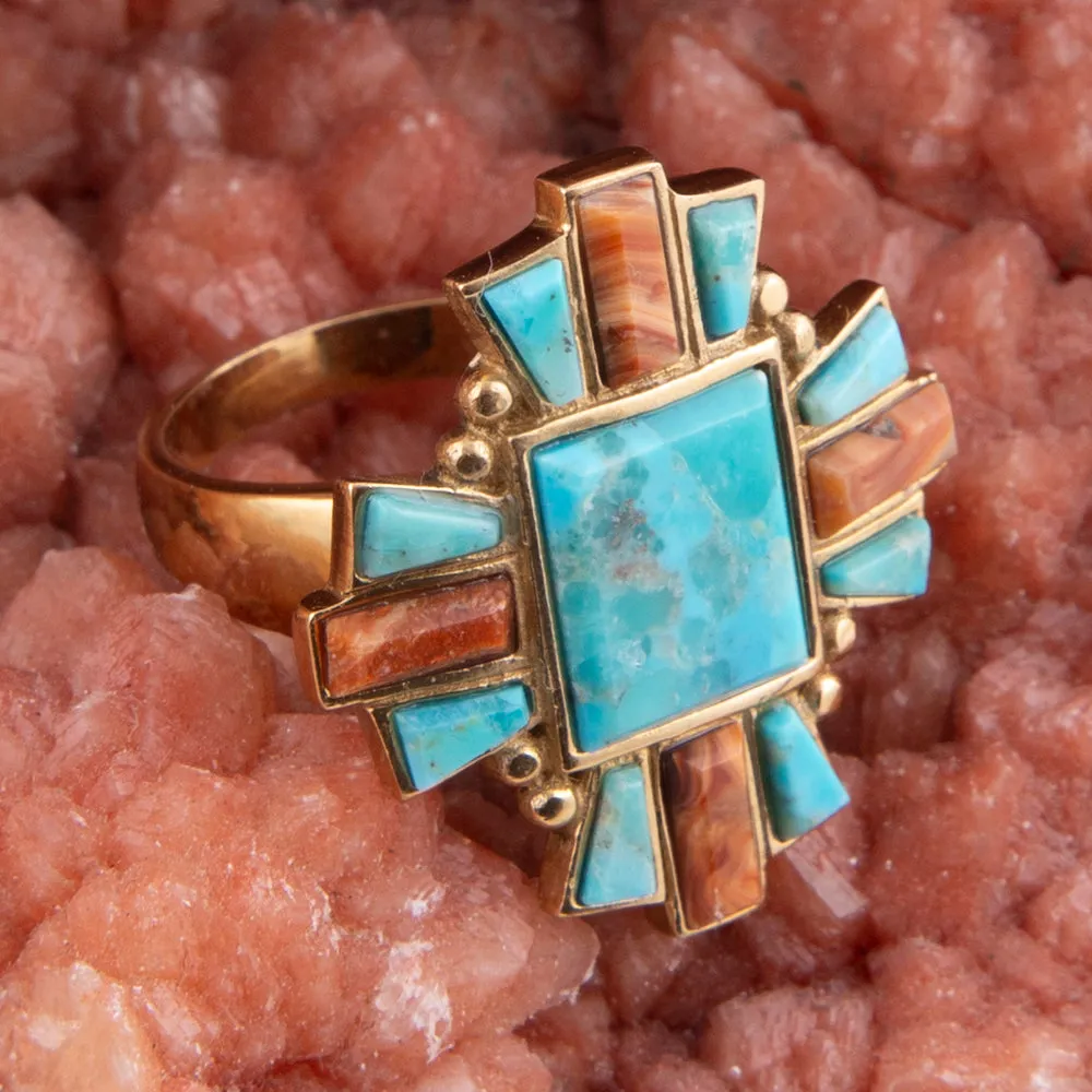 Santa Fe Blue Turquoise Golden Statement Ring sold by Barse product image thumbnail 2