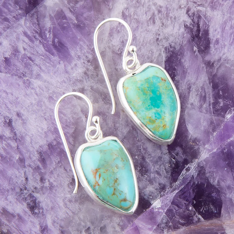 Organic Blue Turquoise and Silver Drop Earrings sold by Barse product image thumbnail 2