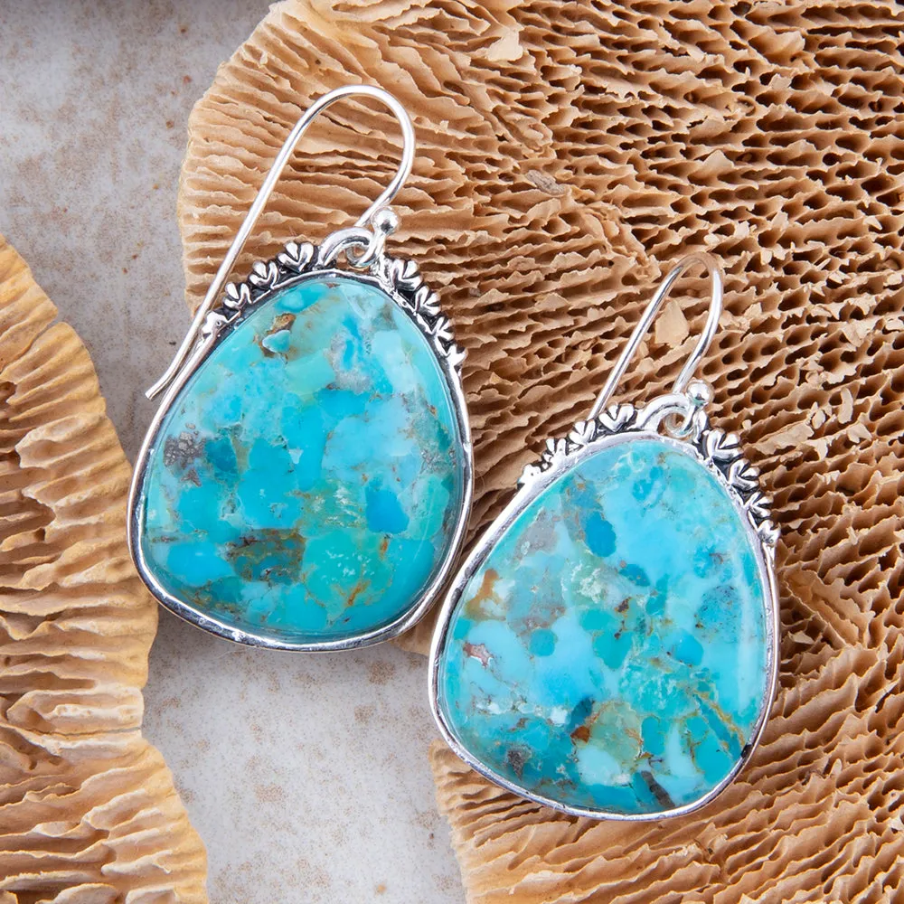 Agave Genuine Blue Turquoise and Silver Drop Earrings sold by Barse product image thumbnail 3
