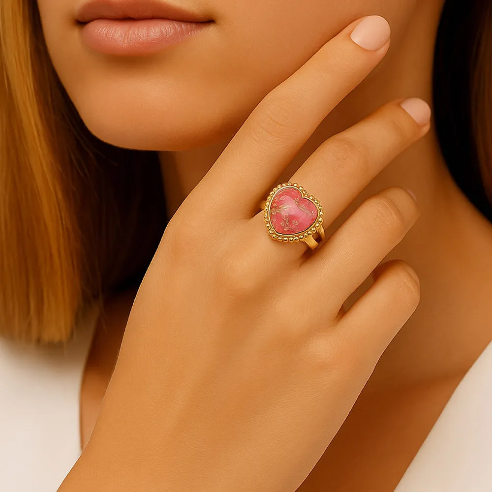 Hearts of Love Red Magnesite Golden Statement Ring sold by Barse product image thumbnail 5