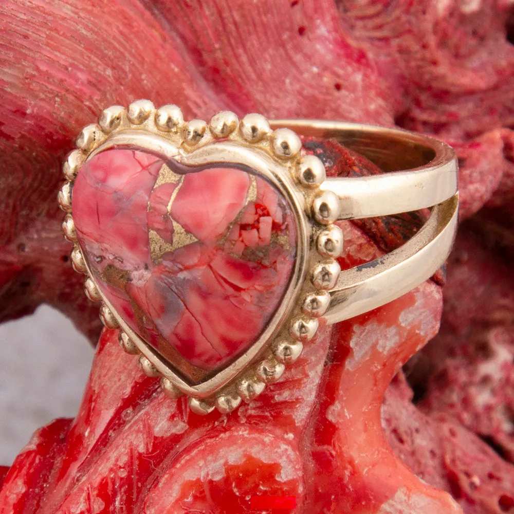 Hearts of Love Red Magnesite Golden Statement Ring sold by Barse product image thumbnail 3
