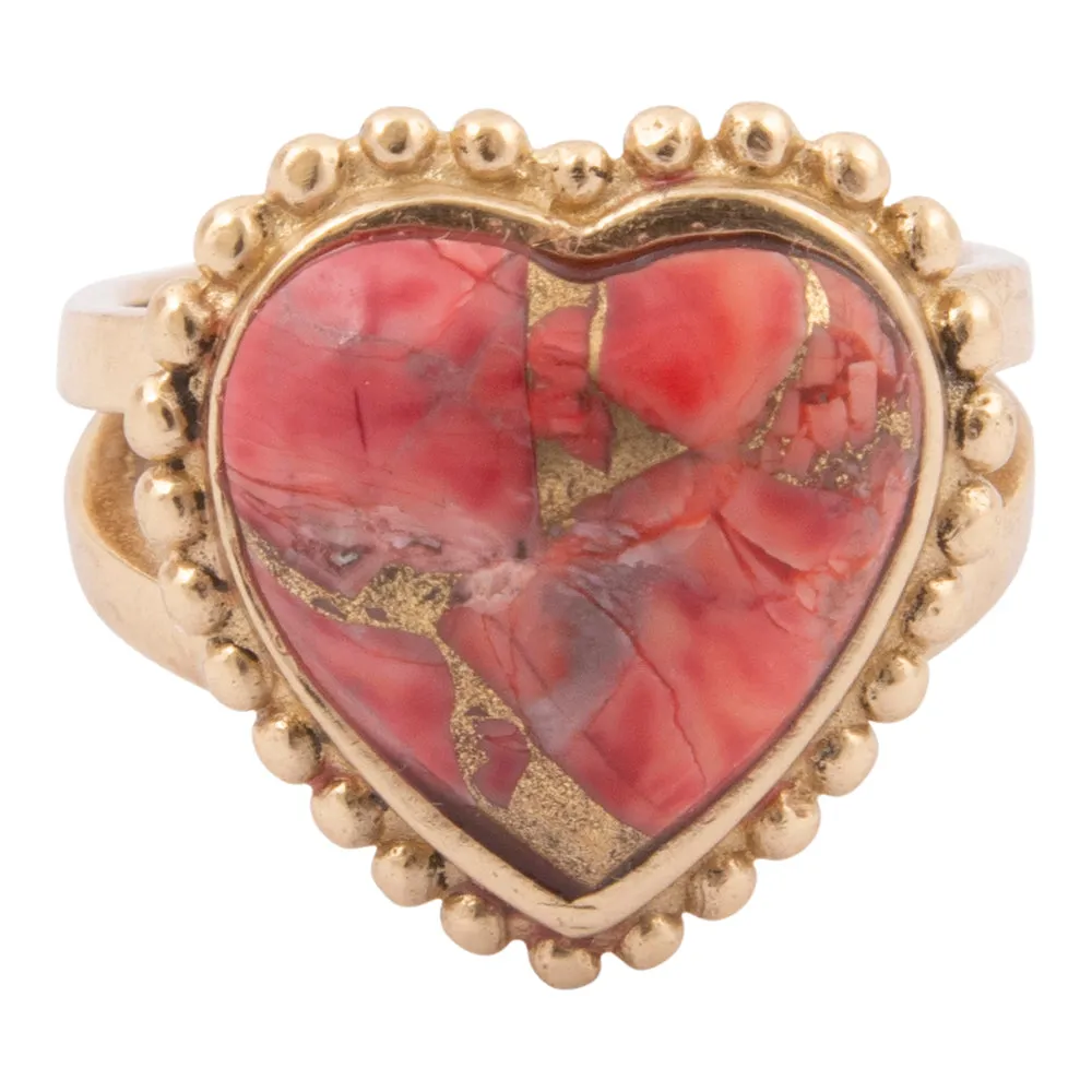 Hearts of Love Red Magnesite Golden Statement Ring sold by Barse product image thumbnail 4