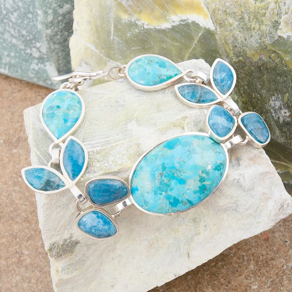 Petals of Teal Apatite and Blue Turquoise Sterling Statement Bracelet sold by Barse product image thumbnail 3