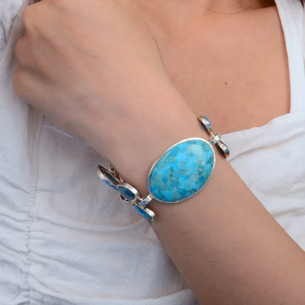 Petals of Teal Apatite and Blue Turquoise Sterling Statement Bracelet sold by Barse product image thumbnail 2