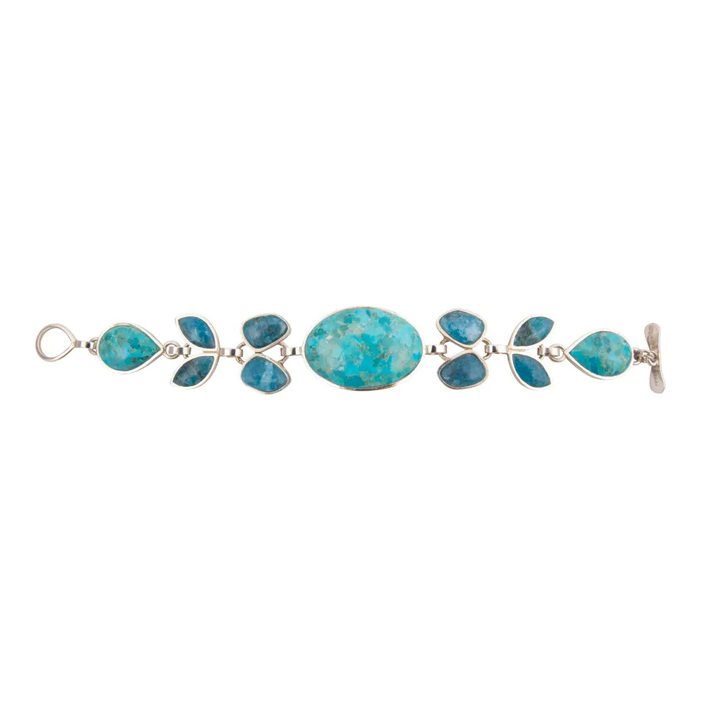 Petals of Teal Apatite and Blue Turquoise Sterling Statement Bracelet sold by Barse product image thumbnail 4