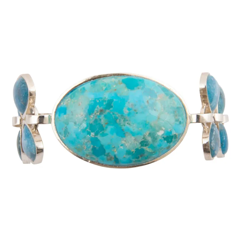 Petals of Teal Apatite and Blue Turquoise Sterling Statement Bracelet sold by Barse