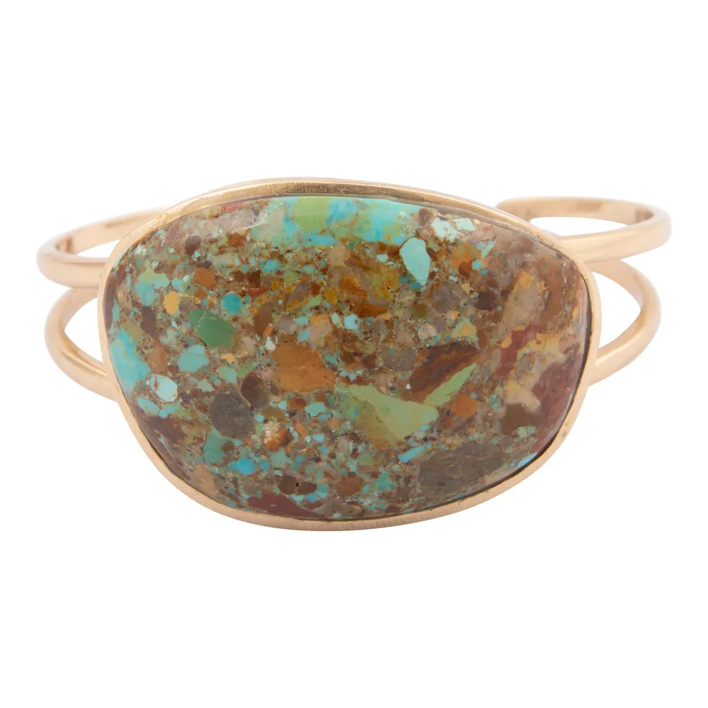 Sublime Genuine Green Turquoise Golden Cuff Bracelet sold by Barse product image thumbnail 4