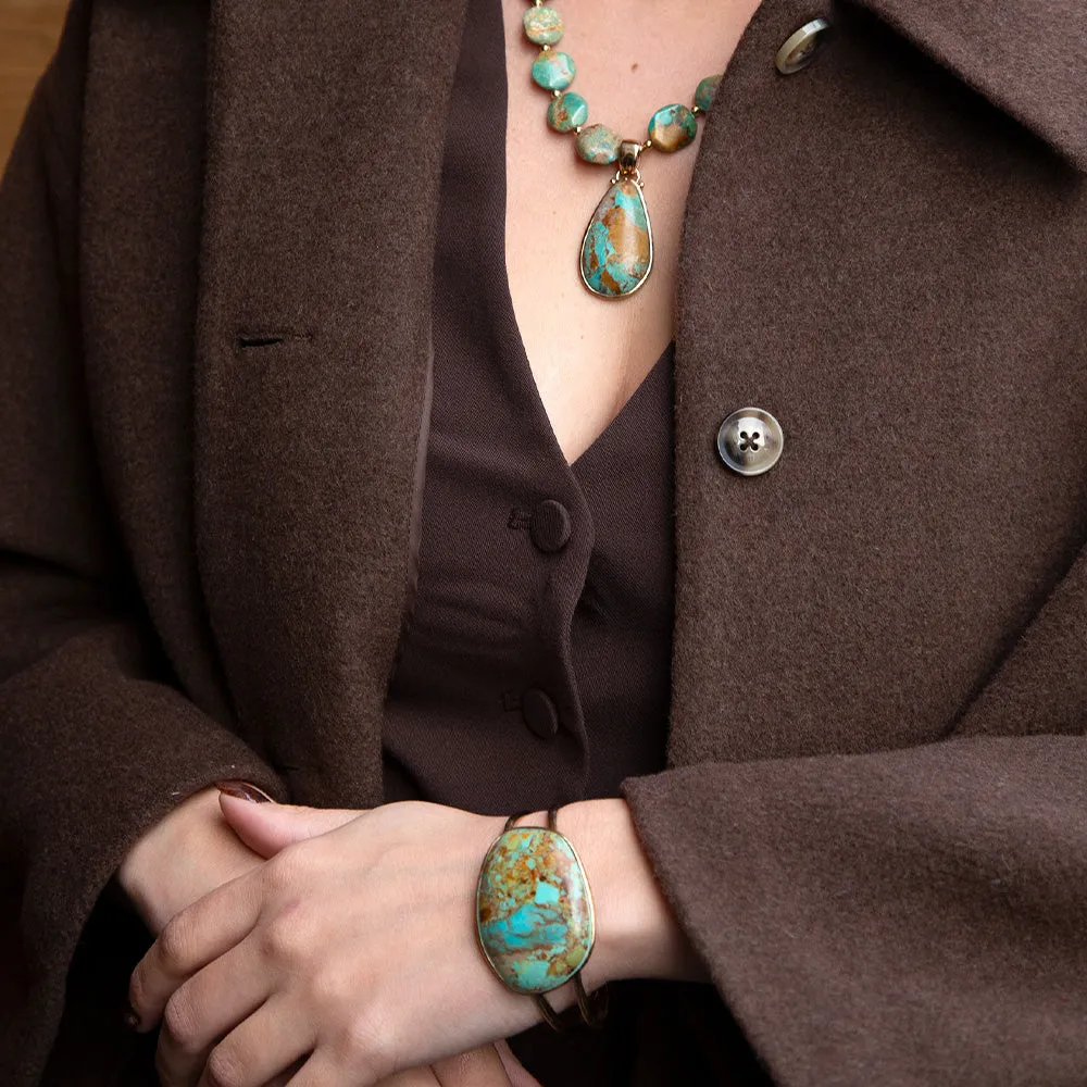 Sublime Genuine Green Turquoise Golden Cuff Bracelet sold by Barse product image thumbnail 5