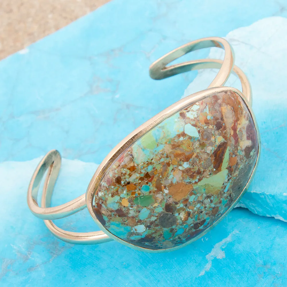 Sublime Genuine Green Turquoise Golden Cuff Bracelet sold by Barse product image thumbnail 3