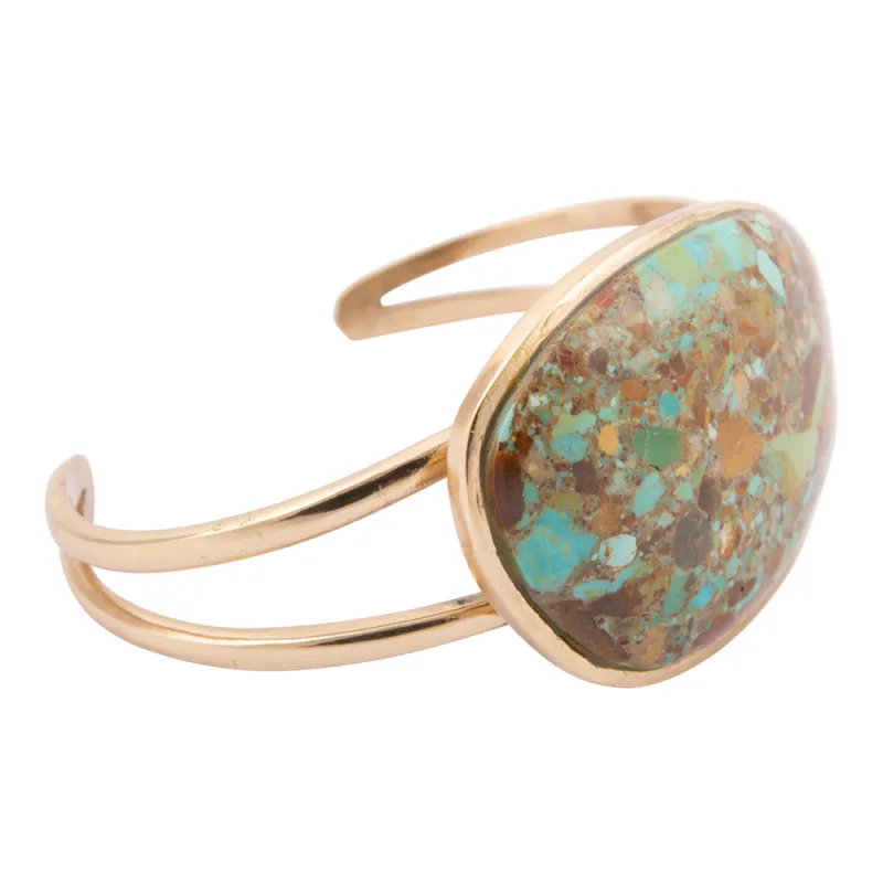 Sublime Genuine Green Turquoise Golden Cuff Bracelet sold by Barse