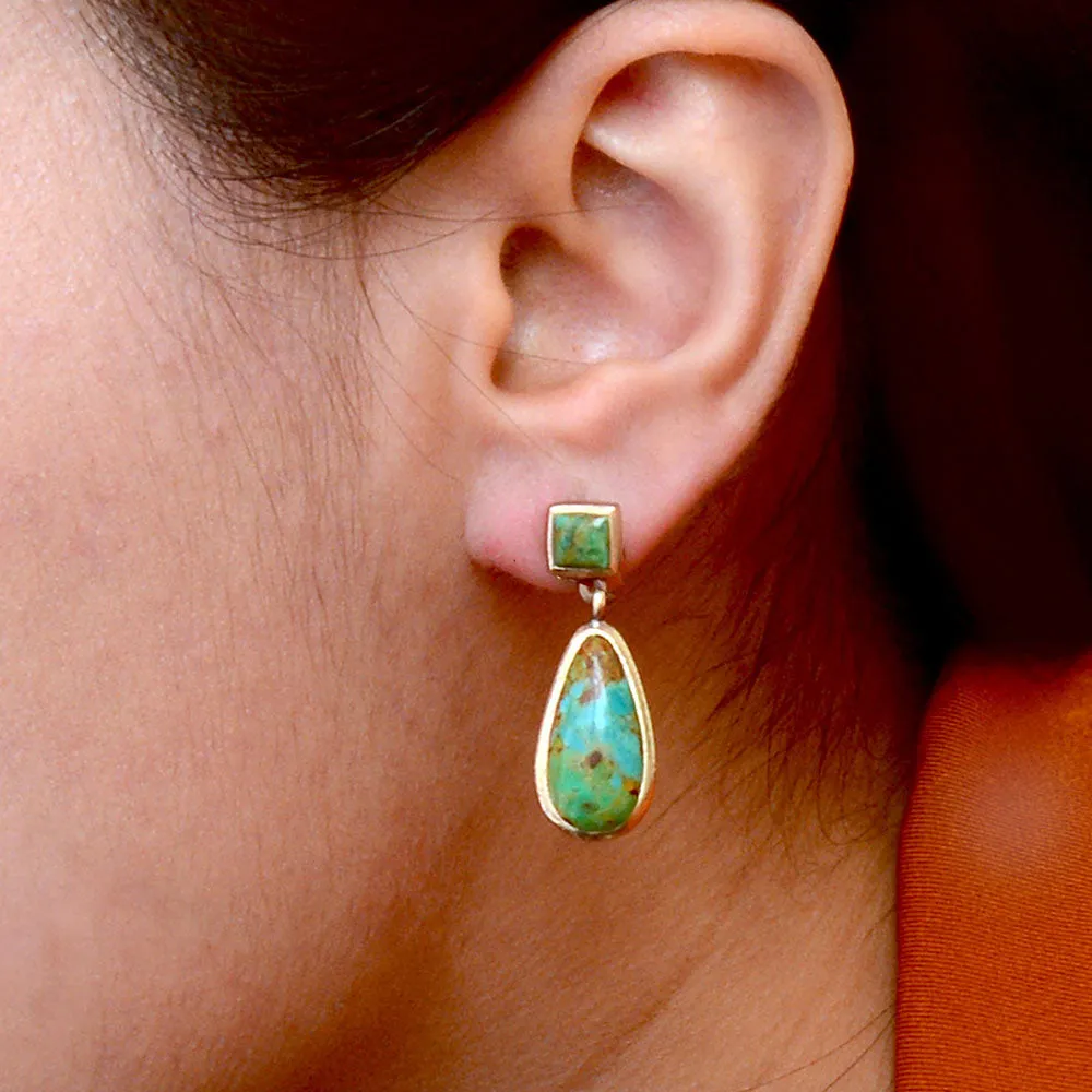 Sublime Genuine Green Turquoise Golden Drop Earrings sold by Barse product image thumbnail 2