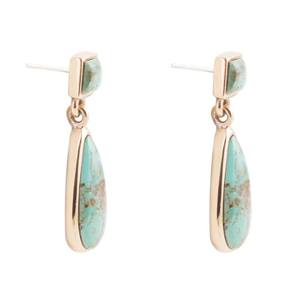Sublime Genuine Green Turquoise Golden Drop Earrings sold by Barse product image thumbnail 4