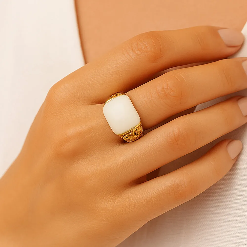 Regal Mother of Pearl Golden Statement Ring sold by Barse product image thumbnail 5