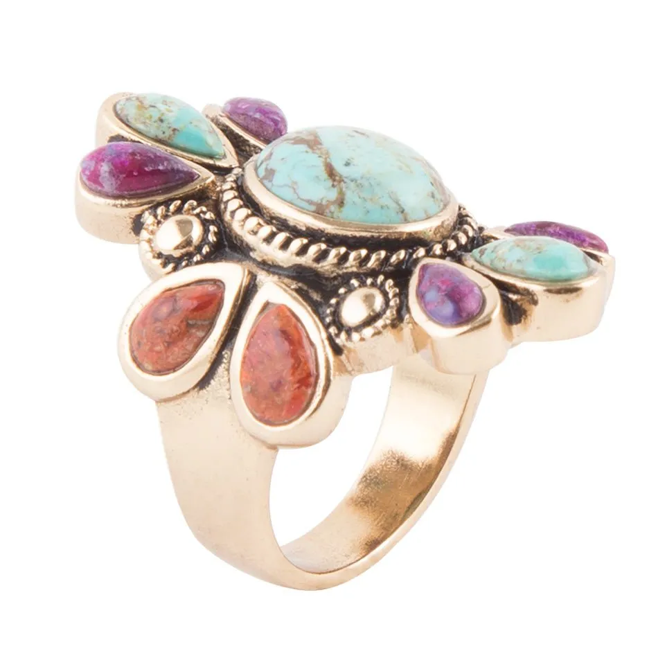 Native Color Blue Turquoise Multi Stone Ring sold by Barse
