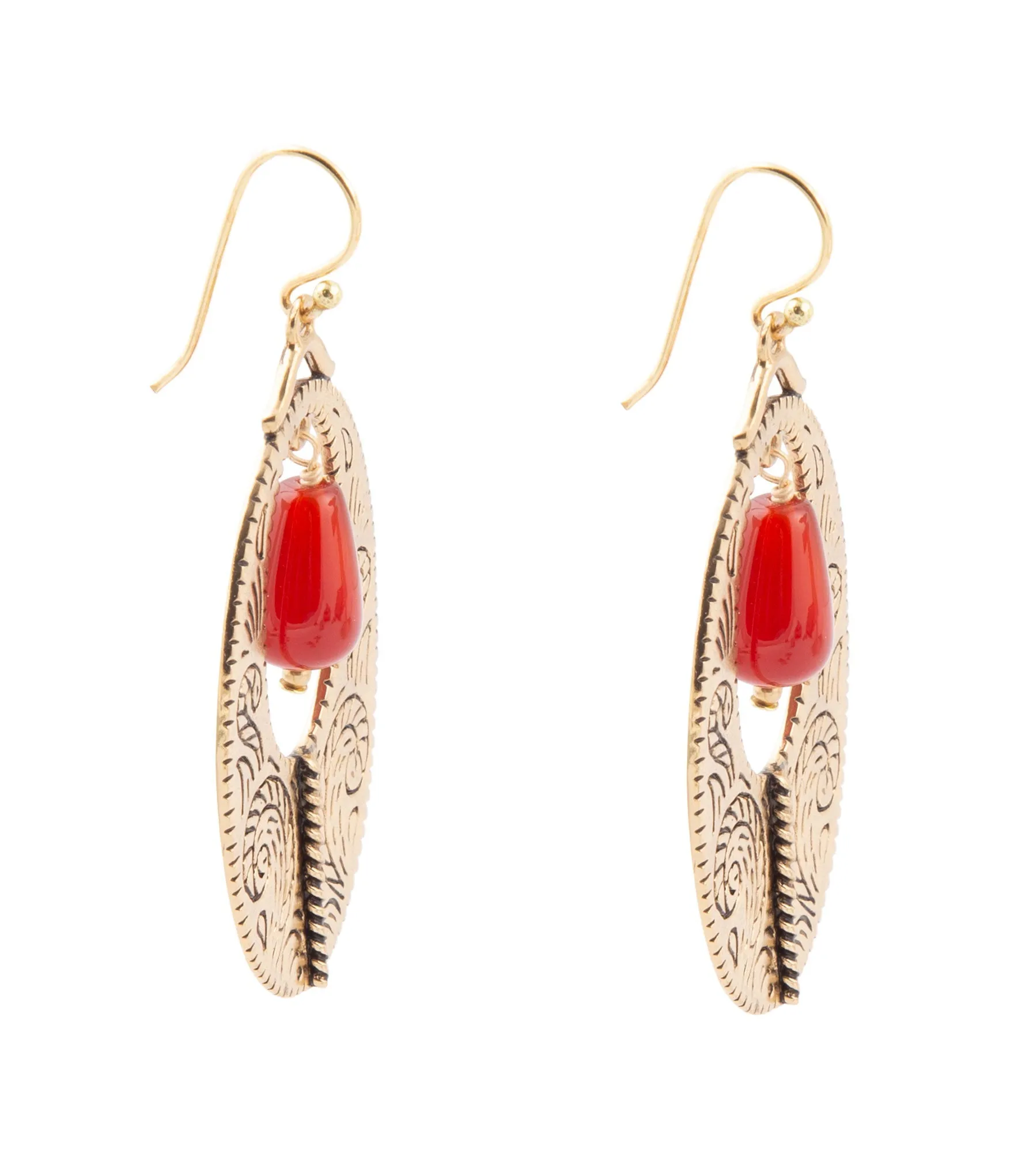 Rustic Orange Carnelian Golden Drop Earrings sold by Barse product image thumbnail 4