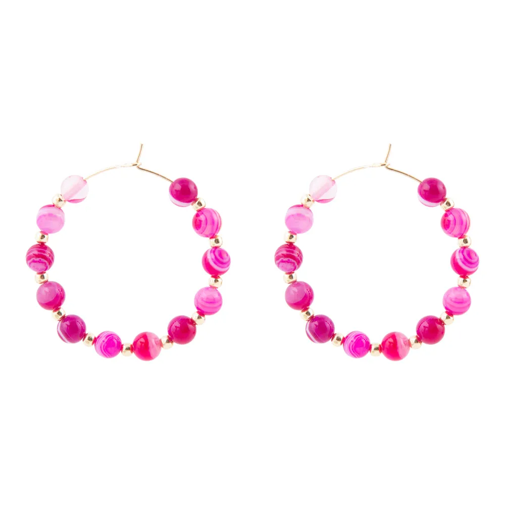 In the Pink Agate Golden Hoop Earrings sold by Barse