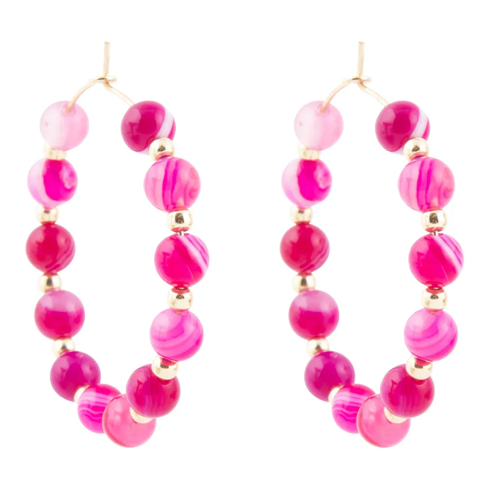 In the Pink Agate Golden Hoop Earrings sold by Barse product image thumbnail 4