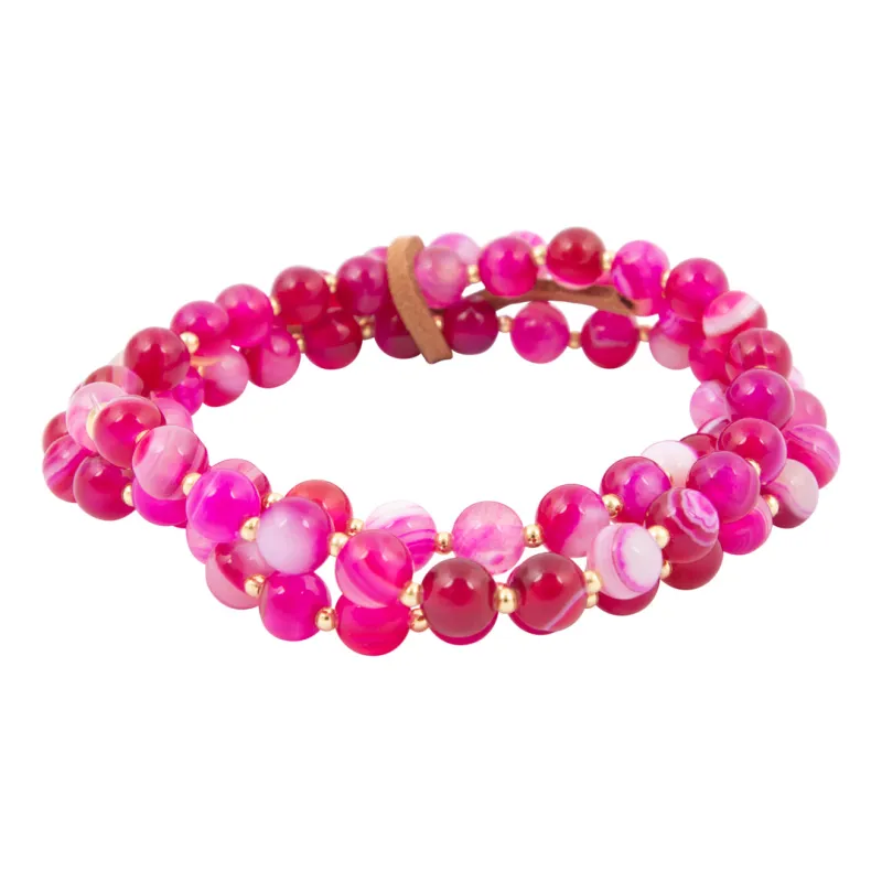 In the Pink Agate Bracelet Set sold by Barse
