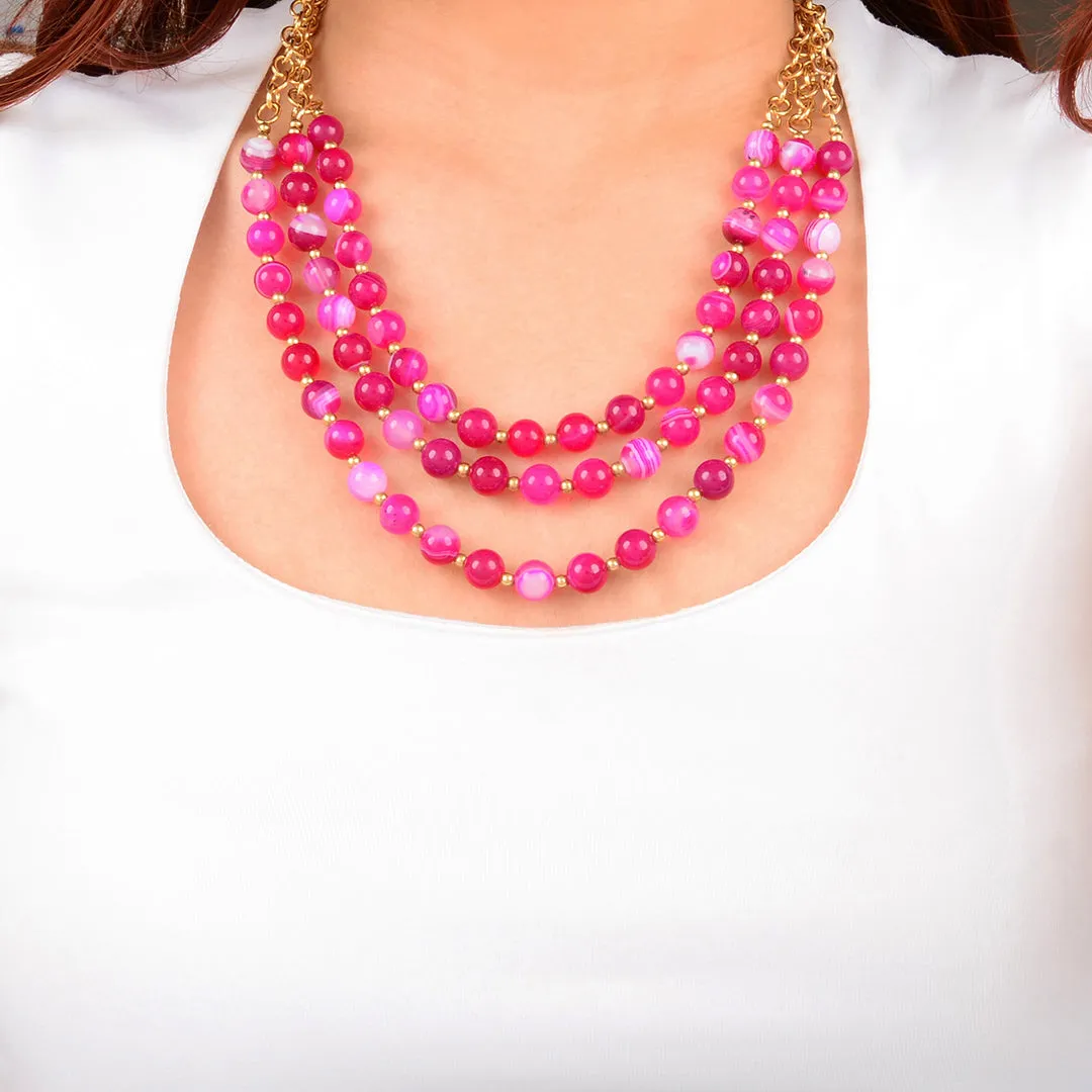 In the Pink Agate Golden Statement Necklace sold by Barse product image thumbnail 2