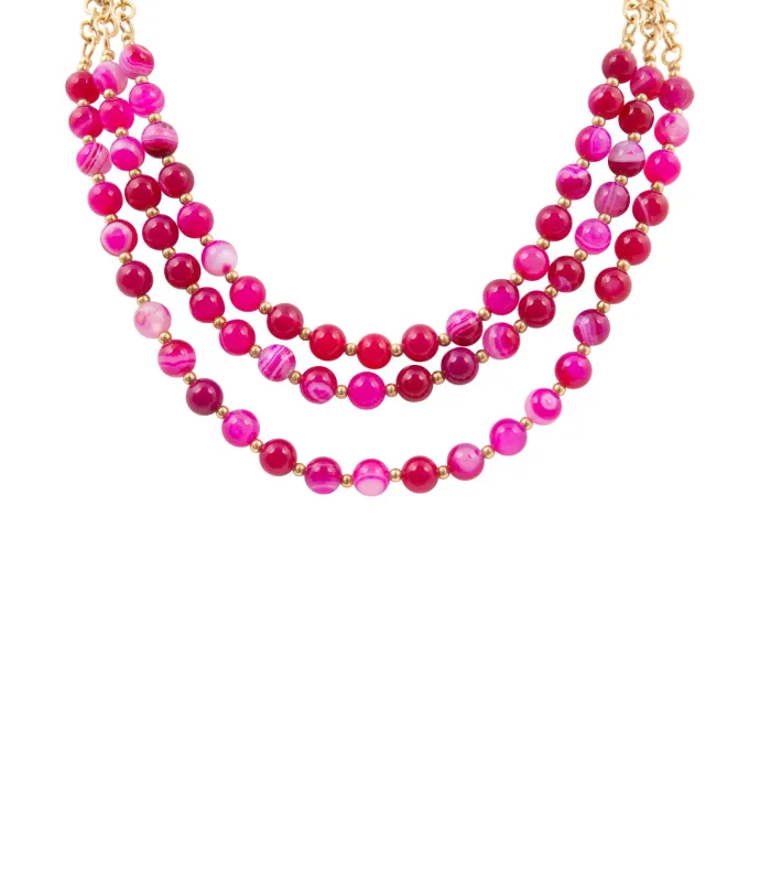 In the Pink Agate Golden Statement Necklace sold by Barse