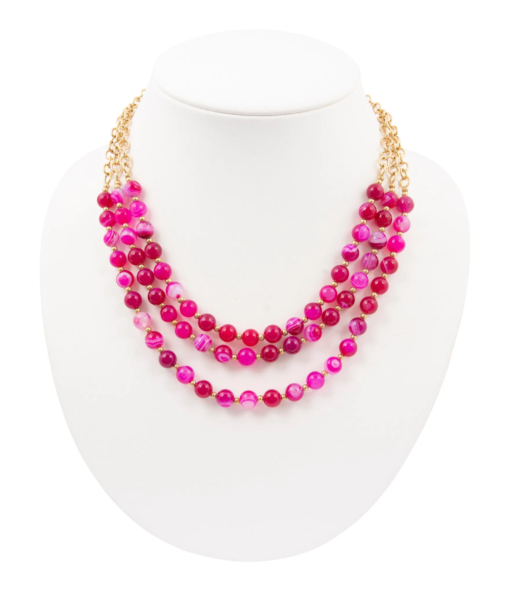 In the Pink Agate Golden Statement Necklace sold by Barse product image thumbnail 5